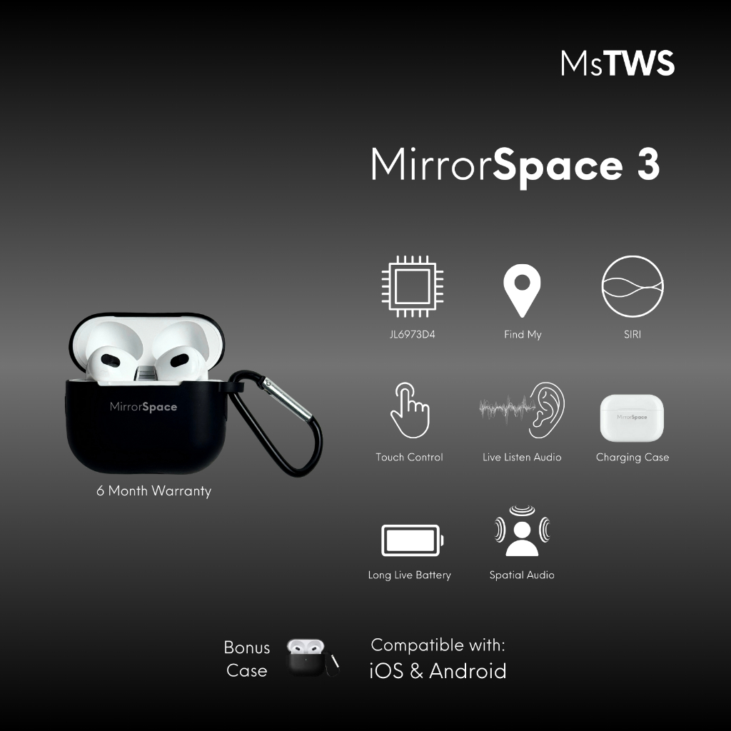 Ms Tws - MirrorSpace 3 Wireless Charging Case TWS Bluetooth