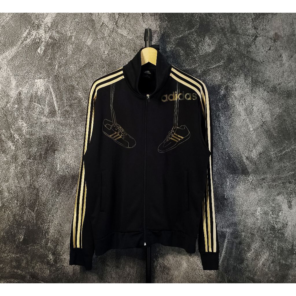 (TRACKTOP ADIDAS BALOK BLACK GOLD STRIP GOLD