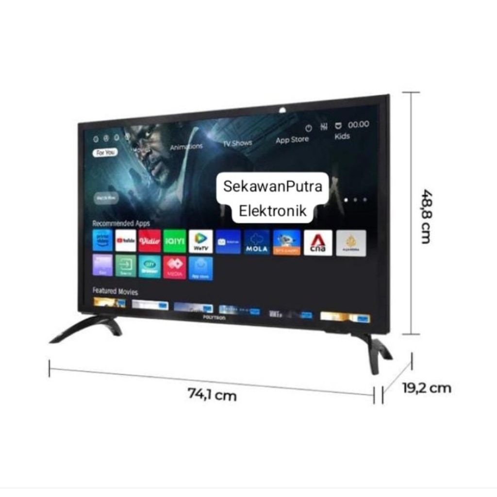 TV LED 32 INCH SMART POLYTRON PLD32CV2269 COOLITA OS HD READY LAYAR LED