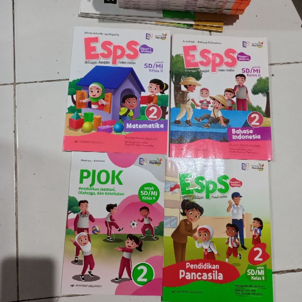 Buku Bekas Esps Bahasa Indonesia, Esps Matematika, Esps Pendidikan Pancasila, PJOK. SD MI Kelas 2 Ku
