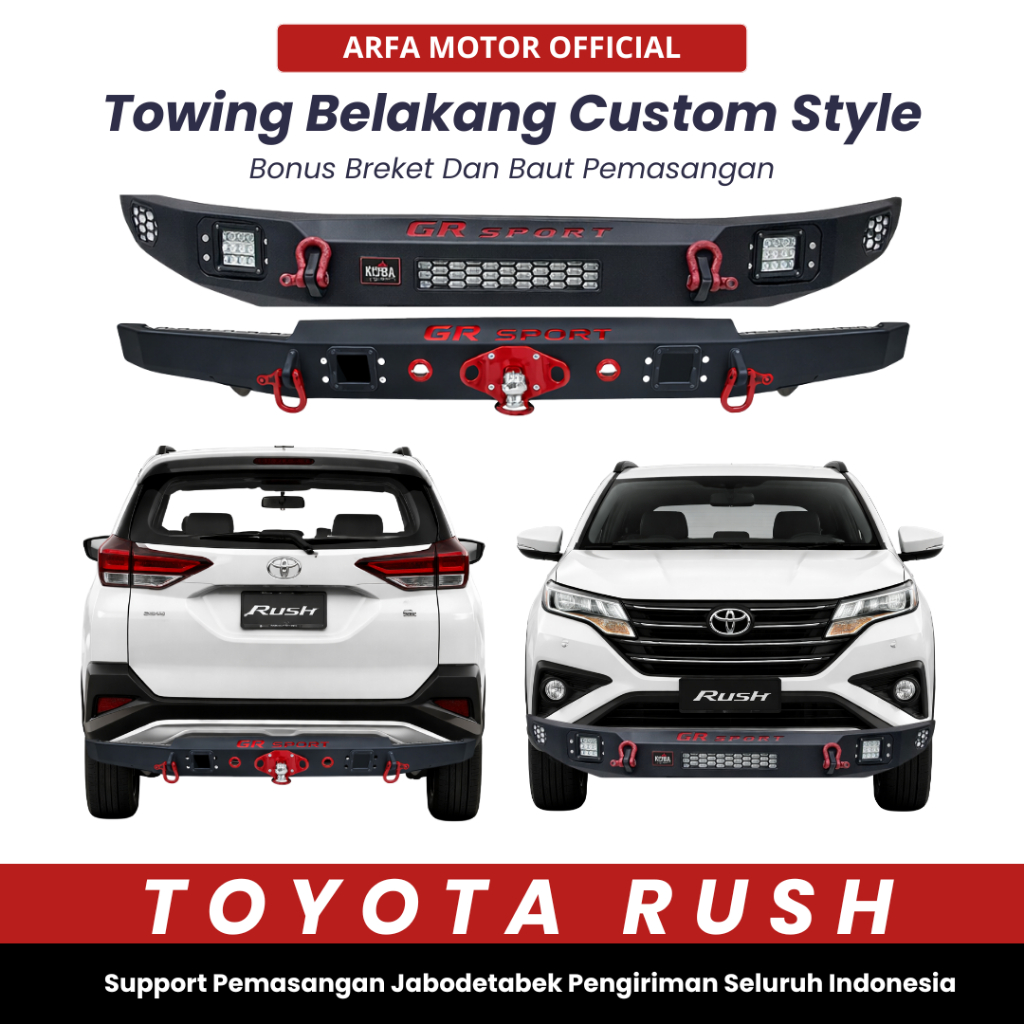 Paket Tanduk Depan Towing Belakang Rush GR SPORT Pengaman Pelindung Bemper Custom Style Baja Tebal