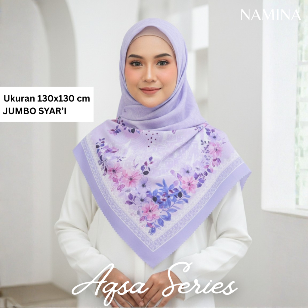 AQSA SERIES - Hijab Motif Kerudung Syari Premium Printed Scarf Lasercut Bahan Voal Ultrafine Silk Po