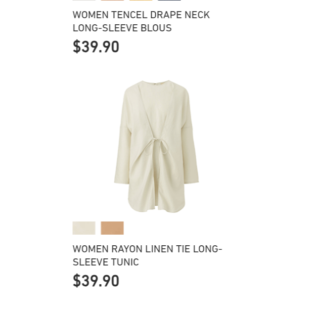 Preloved Blouse Tie Tunic Uniqlo x Hana Tajima Krem  Original