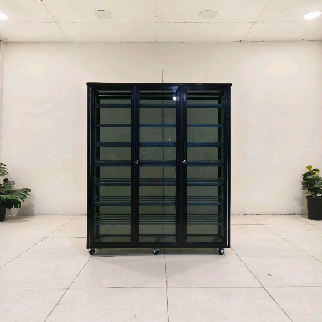 RAK SEPATU ALUMINIUM DAN KACA 8 SUSUN 3 PINTU 120x38x143 CM LRSS 808 120x38x143 CM BROWN LEMARI RAK 