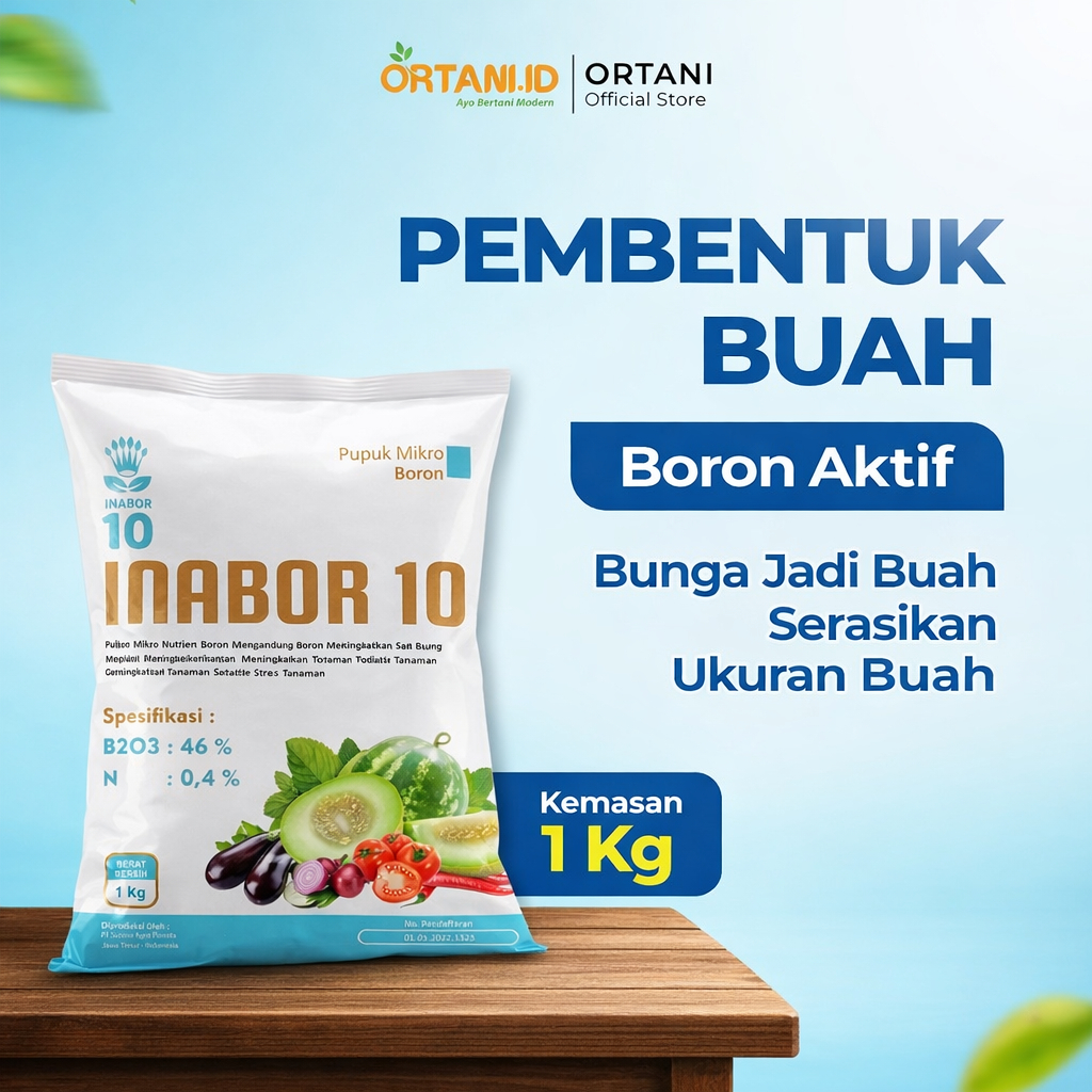ORTANI - Pupuk Boron INABOR 10 kemasan 1 Kg Pupuk Murni Boron + Nitrogen