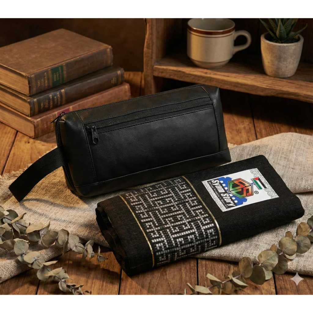 Sarung Sholat Ttraveling Motif Polos Tenun Timbul Doby Sisik NagaK emasan Pouch