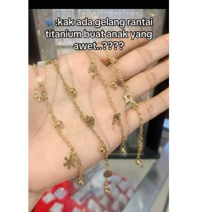 gelang rantai titanium anak gold karakter