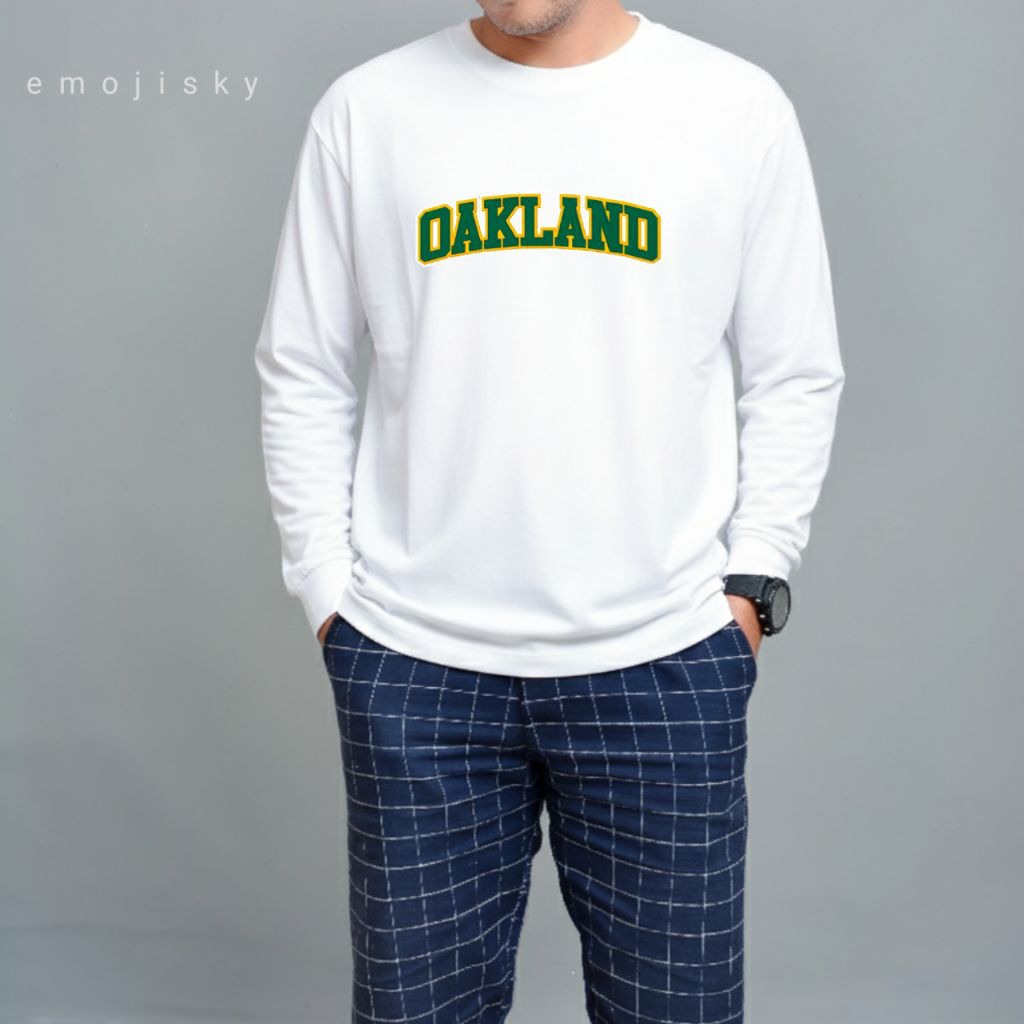 KAOS LENGAN PANJANG OAKLAND/ BAJU DISTRO PRIA LENGAN PANJANG
