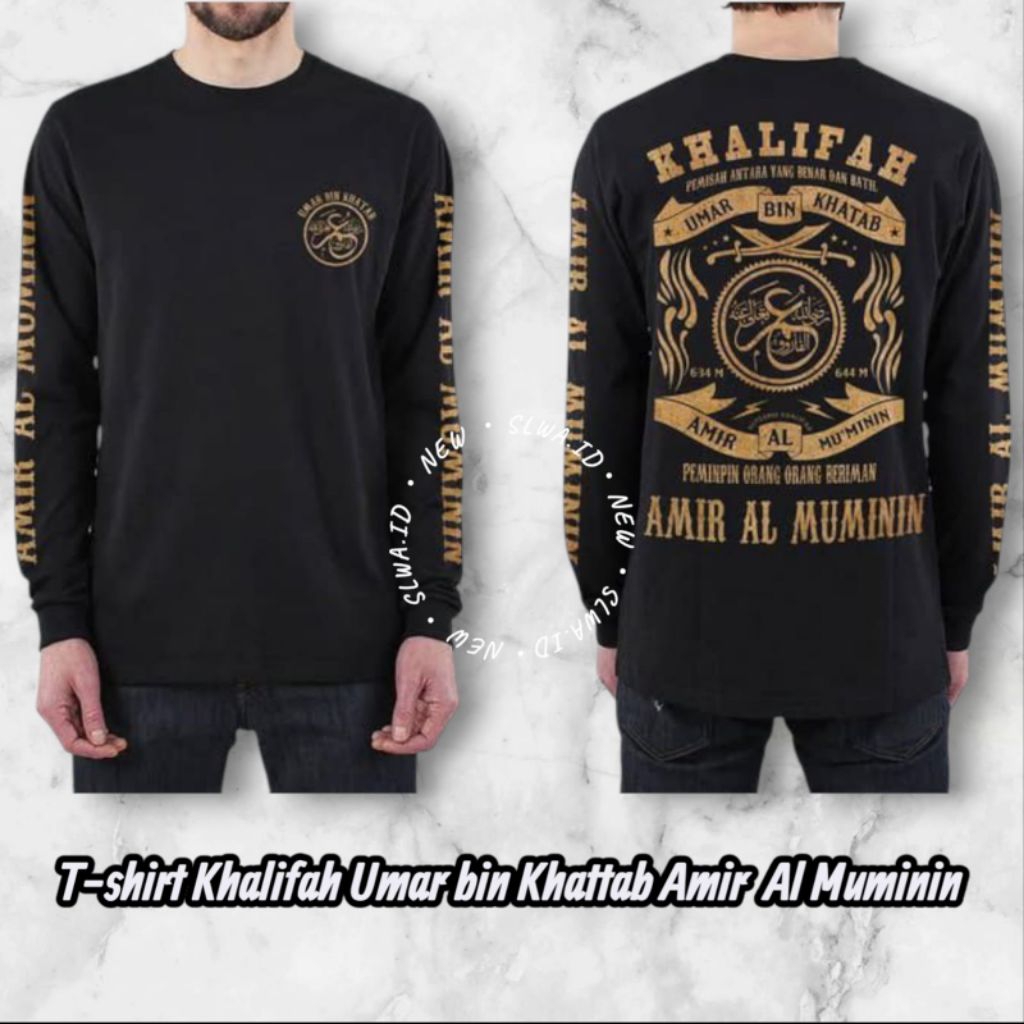 KAOS LONG SLEEVE KHALIFAH UMAR BIN KHATHAB AMIR AL MU'MININ -slwa.id