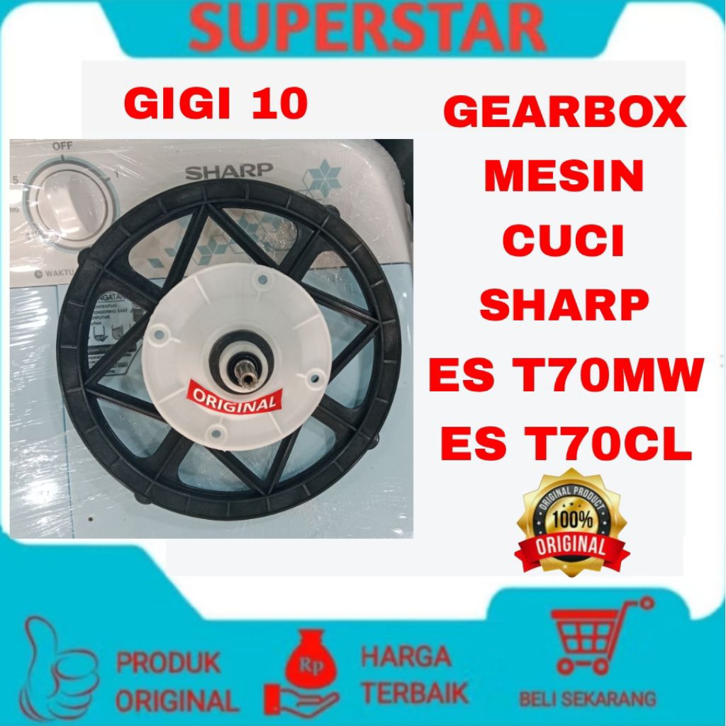 GEARBOX mesin cuci SHARP ES-T70MW, ES-T70CL gigi 10mesin cuci 2 tabung