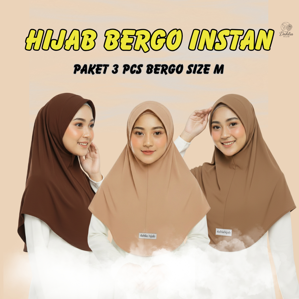 DAHLIA HIJAB - BERGO JERSEY PREMIUM BUNDLE 3 PCS WARNA COKLAT MILO LATTE COKSU BAHAN JERSEY ELEGAN D