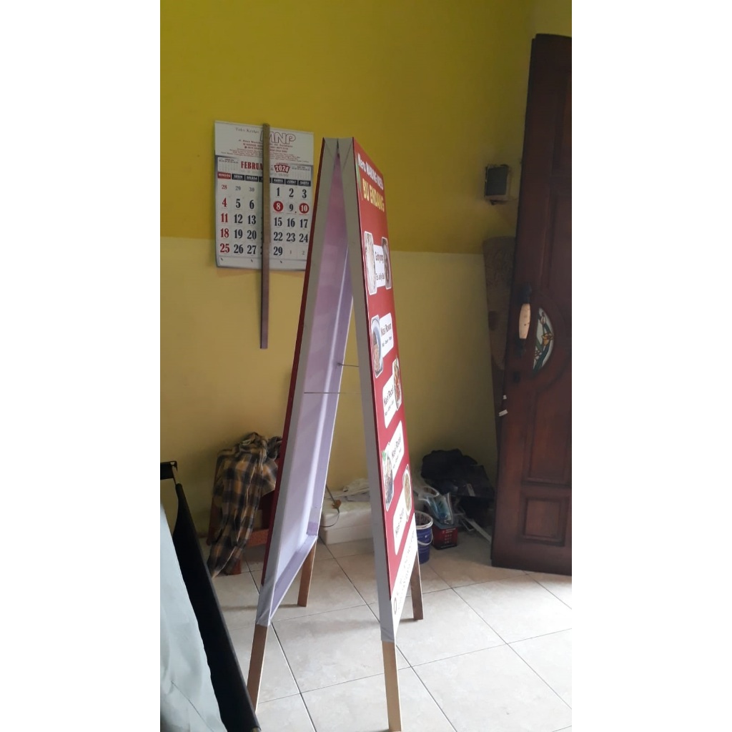 STANDING BANNER RANGKA SPANDUK LIPAT BERDIRI 2 SISI PERLENGKAPAN PROMOSI BAHAN KAYU TEBAL KOKOH ANTI