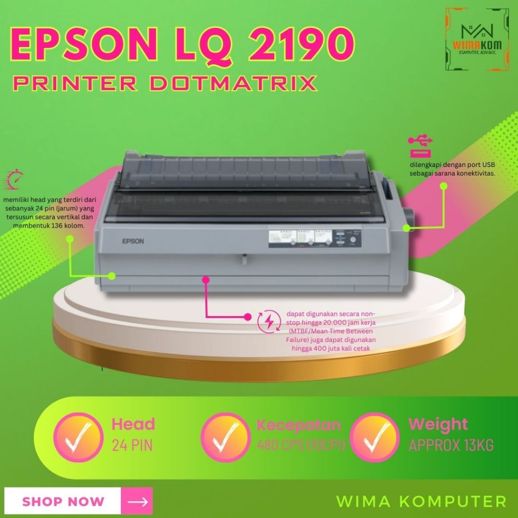 Printer Epson LQ2190 Garansi Distributor Dotmatrix Printer A3 Garansi Toko