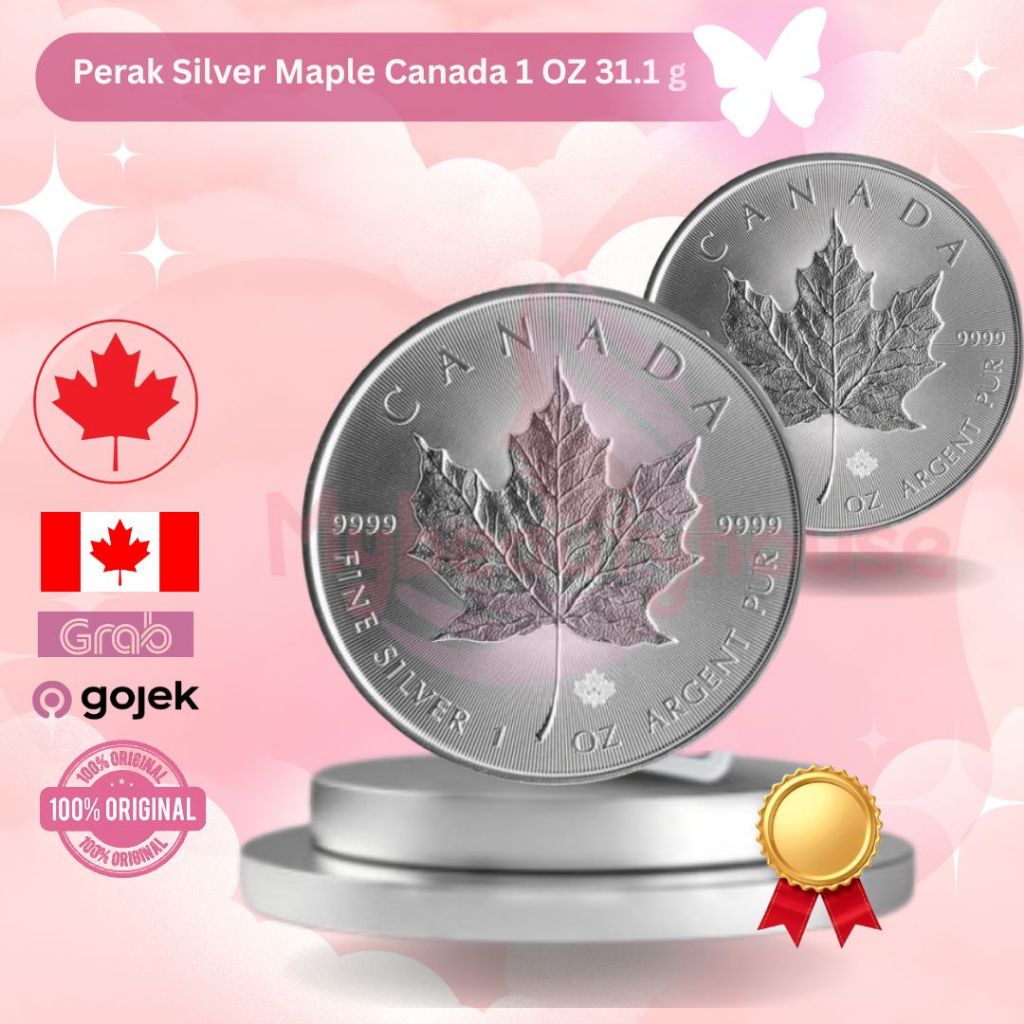 Koin Perak Silver Maple Canada | Silver Coin  | Silver Coin 1 OZ 1 Troy  (31.1 gram) RCM - 100% ORIG
