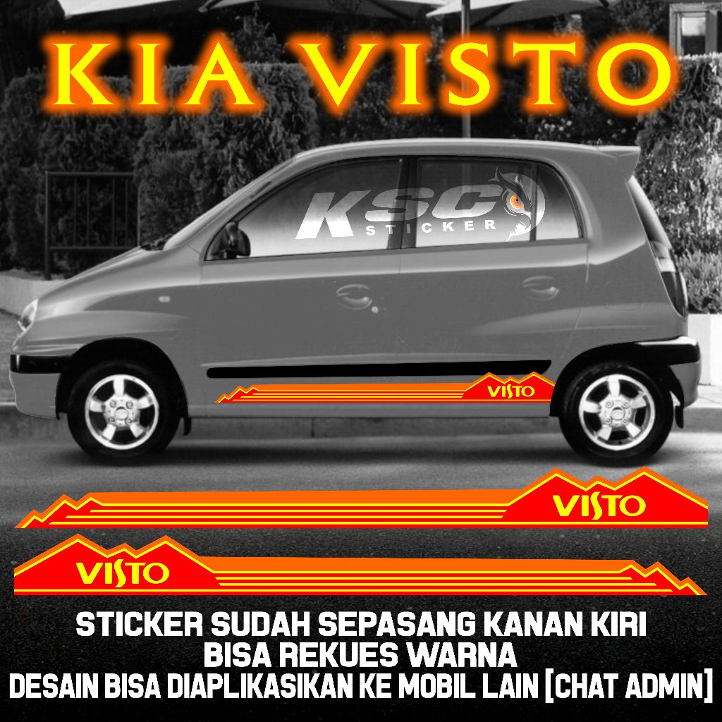 STICKER PRINTING STIKER MOBIL KIA VISTO MOTIF GUNUNG LIS GARIS GOLD STICKER MOBIL KIA VISTO CUSTOM