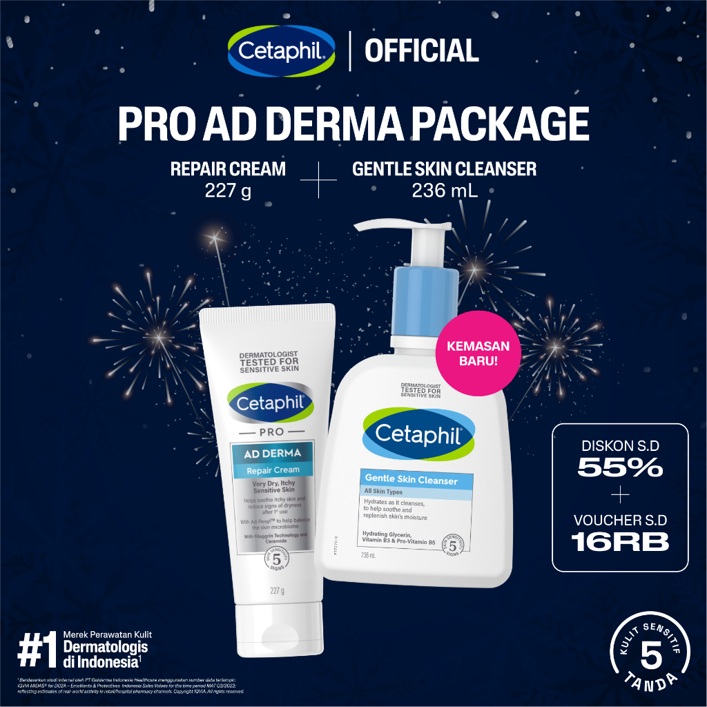 Cetaphil Gentle Skin Cleanser 250ML + Pro AD Derma Repair Cream 227G