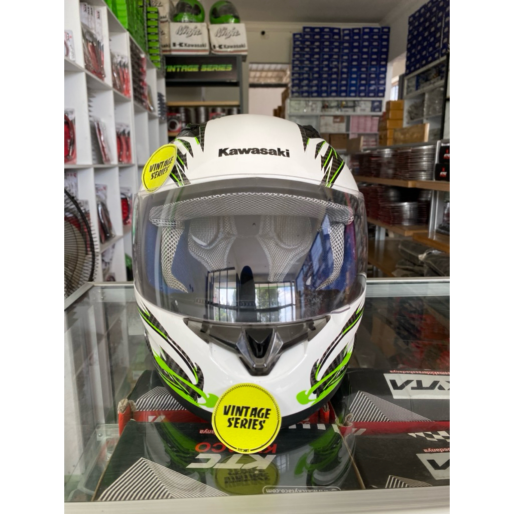 HELM FULL FACE NINJA RR NEW ORIGINAL KAWASAKI ORIGINAL HELM KAWASAKI PUTIH ORIGINAL