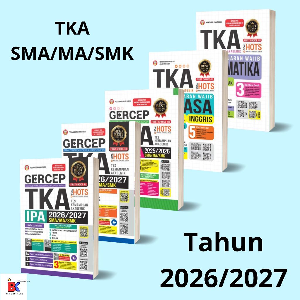 Buku Gercep TKA IPA/IPS/Bahasa/Indonesia/Inggris/Matematika Wajib SMA/MA/SMK 2026/2027