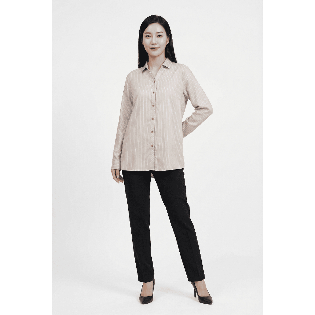 BEAMISH Kemeja Wanita Salur Lengan Panjang Beamish KV 3251006 VTC Vistacio