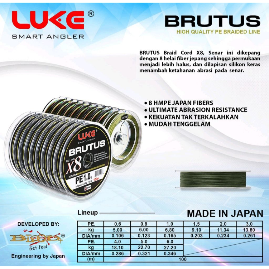 Benang Pe Luke Brutus X 8 100 M ( Multi Color )