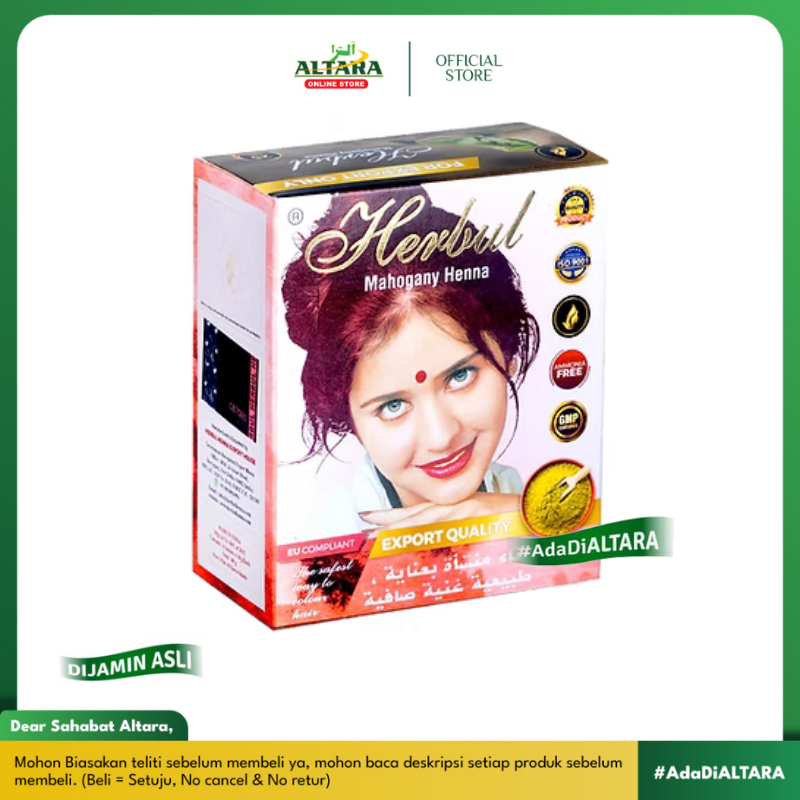 Herbul Mahogany Henna Hair Dyes - Semir Rambut Henna Arab ( 1 sachet )