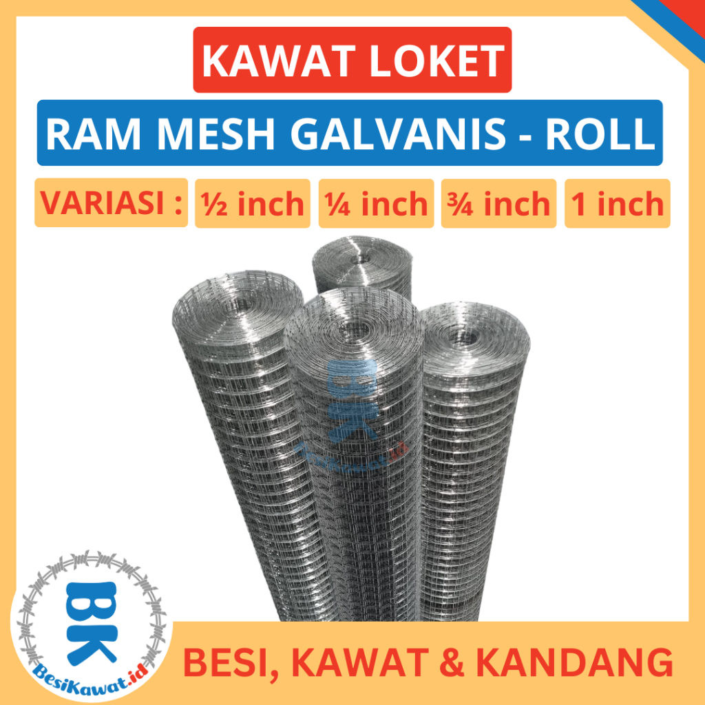 Kawat Loket Galvanis - Kawat Ram Galvanis - Per Roll | Variasi Ukuran