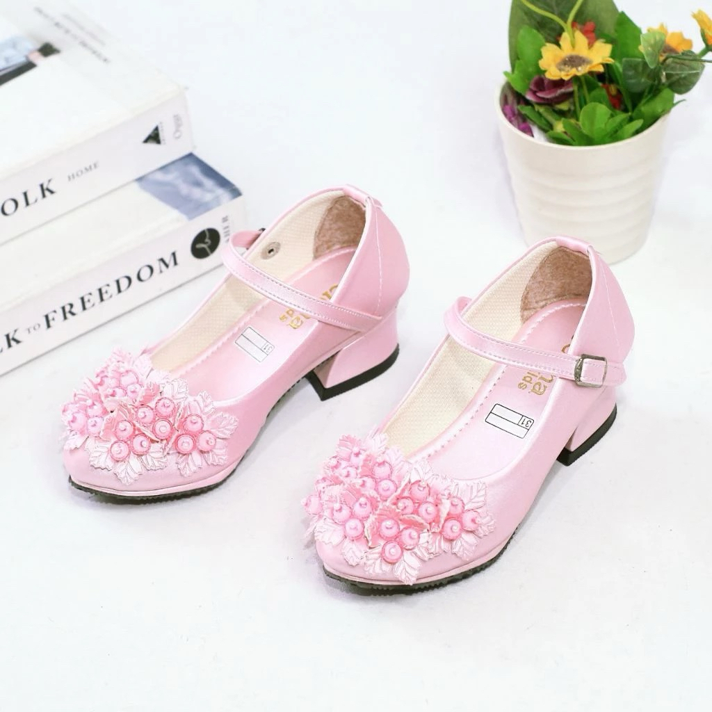 Sepatu pesta anak perempuan hak tahu Yuvi sepatu heel anak sepatu bunga anak sepatu hak anak cewek s