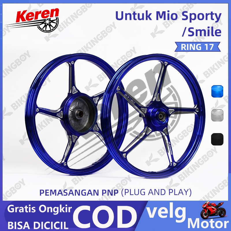 Velg Ring 17 Mio Sporty/Smile/Soul/J/Fino BIKINGBOY VELG RACING CNC Alloy Ringan 1.4-1.6 PNP Tanpa M