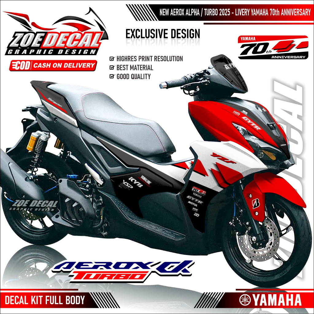 Terbaru Decal Stiker Full Body Aerox Alpha/ Cybercity / Aerox Turbo / NVX / Motif / Livery YAMAHA 70