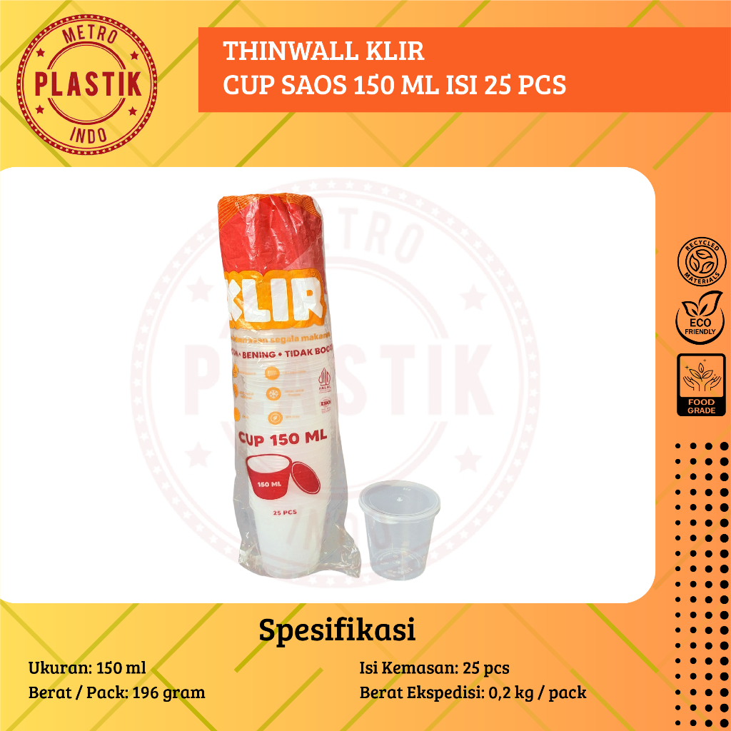Thinwall Cup Merpati Puding 150ml Isi 25pcs / Cup Saos 150ml / Cup Sambel 150ml / Kotak Bulat Plasti