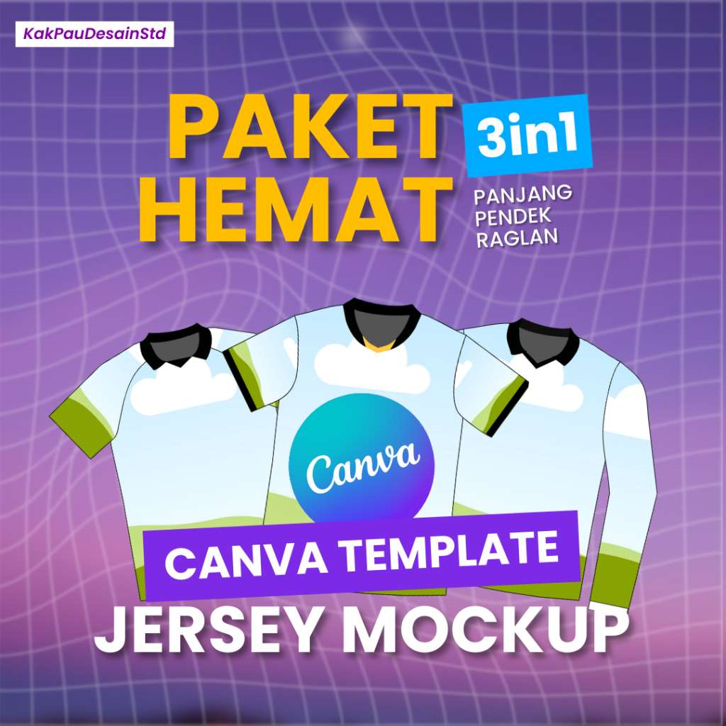 TEMPALTE MOCKUP JERSEY CANVA DESIGN - 3in1 lengan panjang,pendek dan raglan