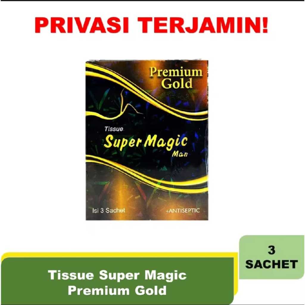 Tissue Magic Premium Gold for Men - 3 Sachets Tissue Magic Tahan lama