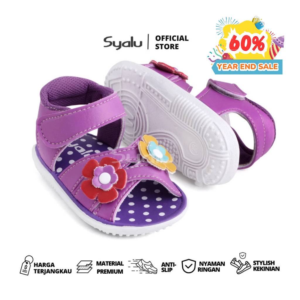 Syalu Sendal Anak Cewek Ungu Untuk Umur 1 2 Tahun Bunyi Toet JB01