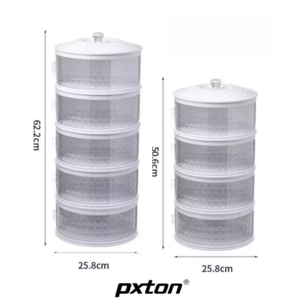 PXTON - Multilayer Rak Plastik Penyimpanan Tempat Makanan / tudung saji 4 susun / tudung saji 5 susu