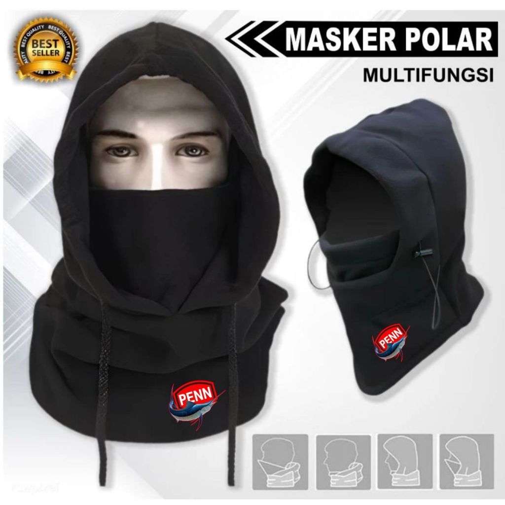 Topi Masker Polar Full Face Tebal Lembut All Size Dewasa Kupluk Ninja Motif Ikan