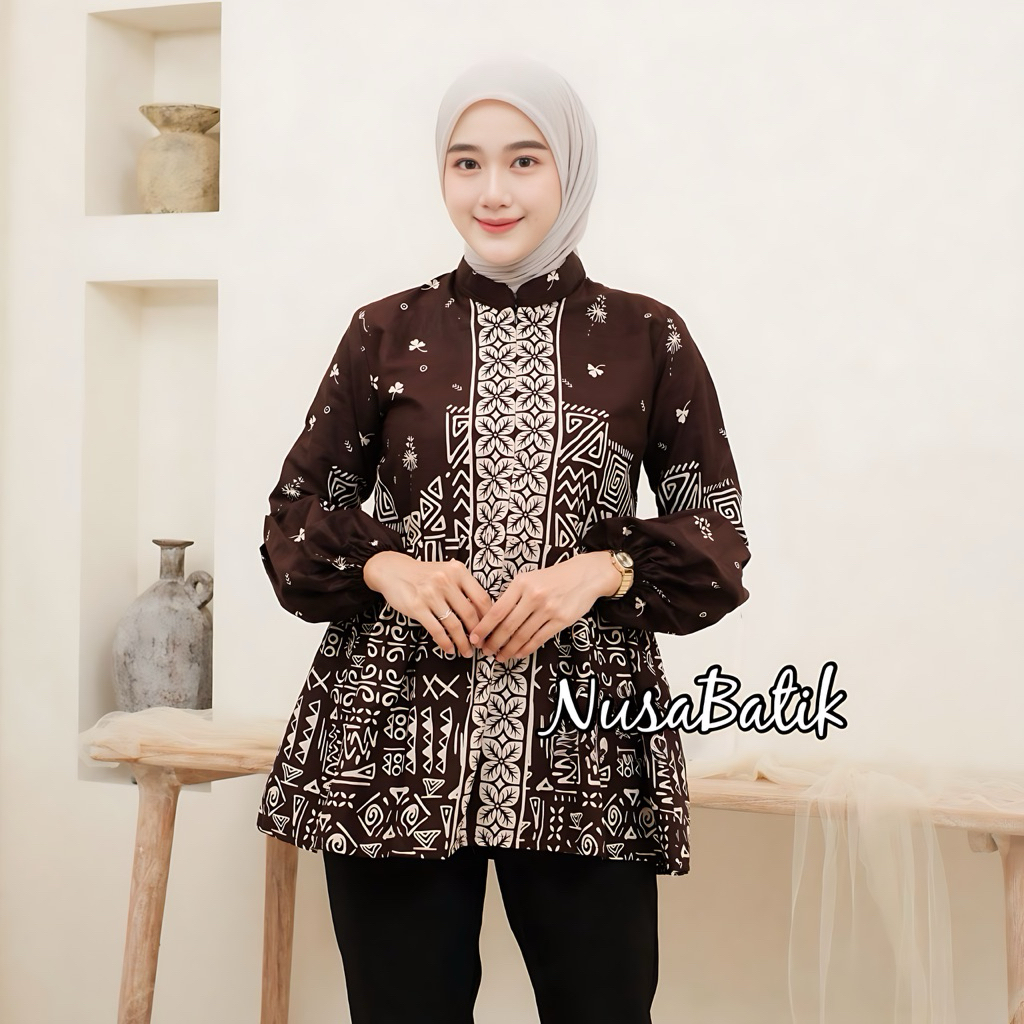 ATASAN BATIK WANITA BLOUSE BATIK WANITA BATIK MODERN ATASAN KANTOR ATASAN WANITA M L XL XXL