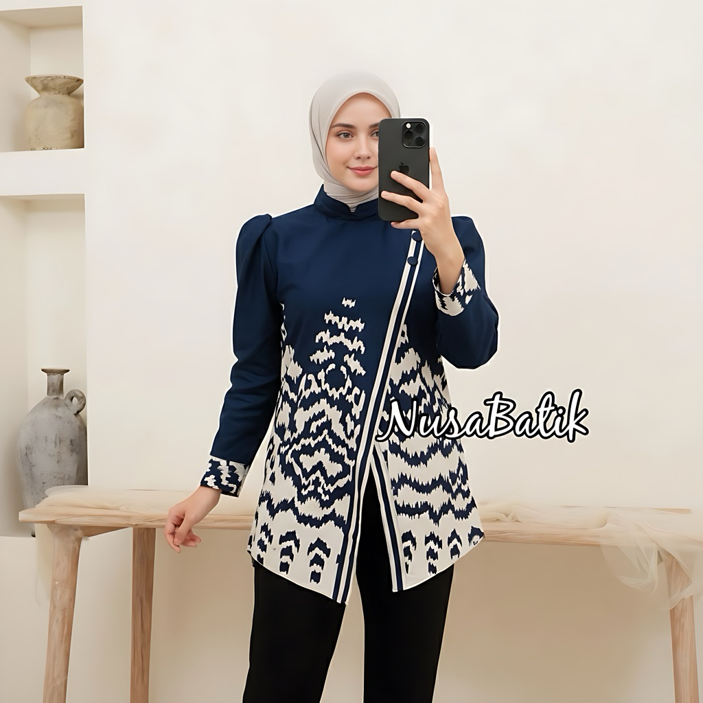 ATASAN BATIK WANITA MODERN BAJU BATIK KANTOR WANITA BATIK NEW BLUS SERAGAMAN
