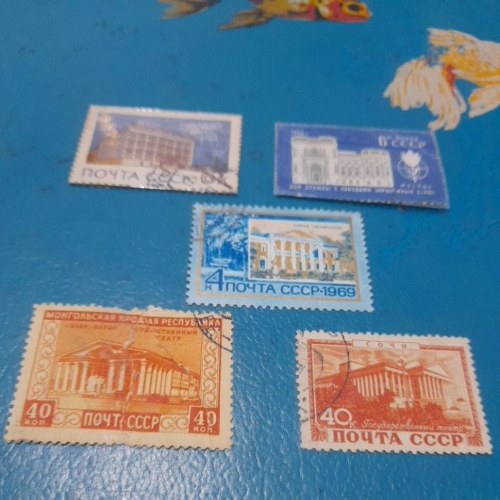 5 Pcs Prangko used lawas Rusia tema Gedung atau Bangunan Bersejarah