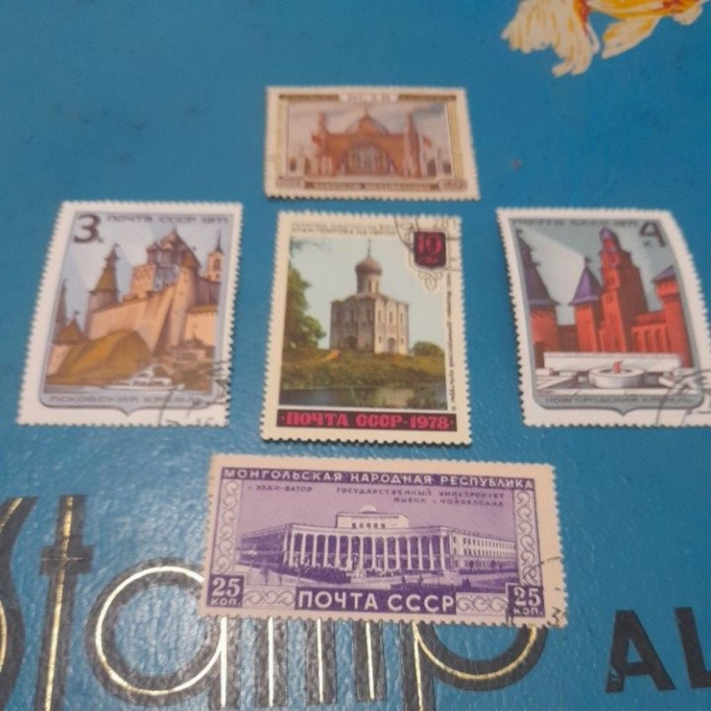 5 Pcs Prangko Used Lawas dr Rusia Tema Gedung Atau Bangunan Bersejarah