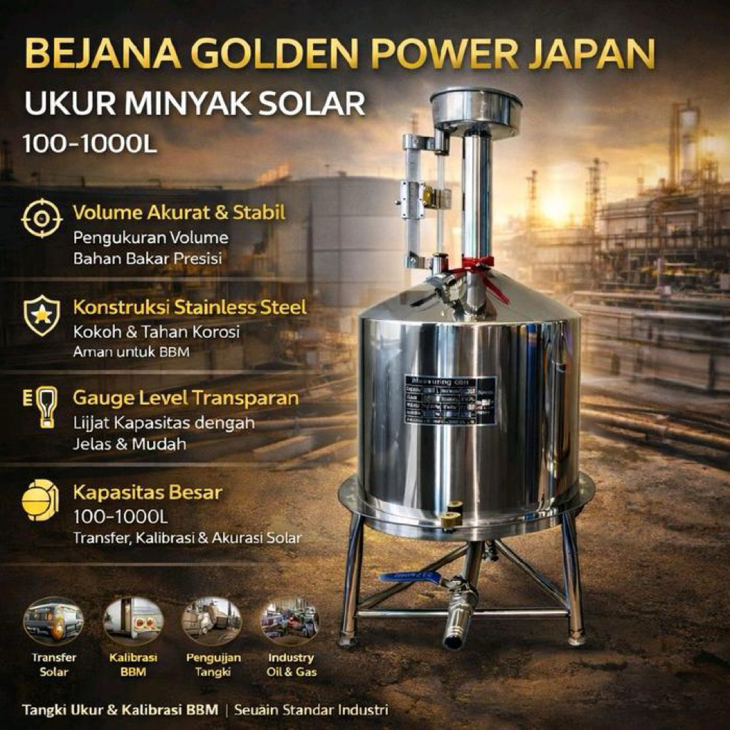 Bejana Ukur 100-200 Liter Bejana GOLDEN POWER Material Stainless Steel 304 Tebal
