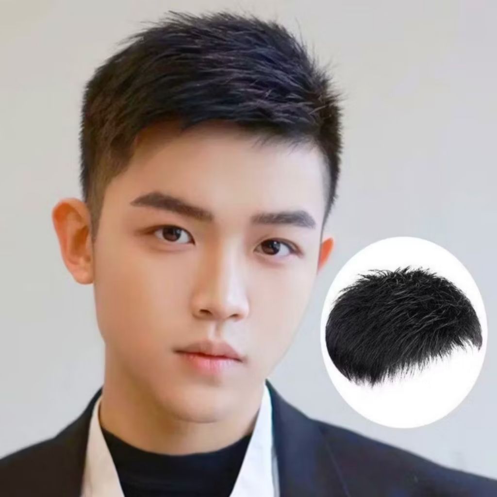 ToupeePria/Wig Penutup Botak dan Uban Pria/Toupee/Topeer/Wig Toupee Pria Korean Bahan Sintetis