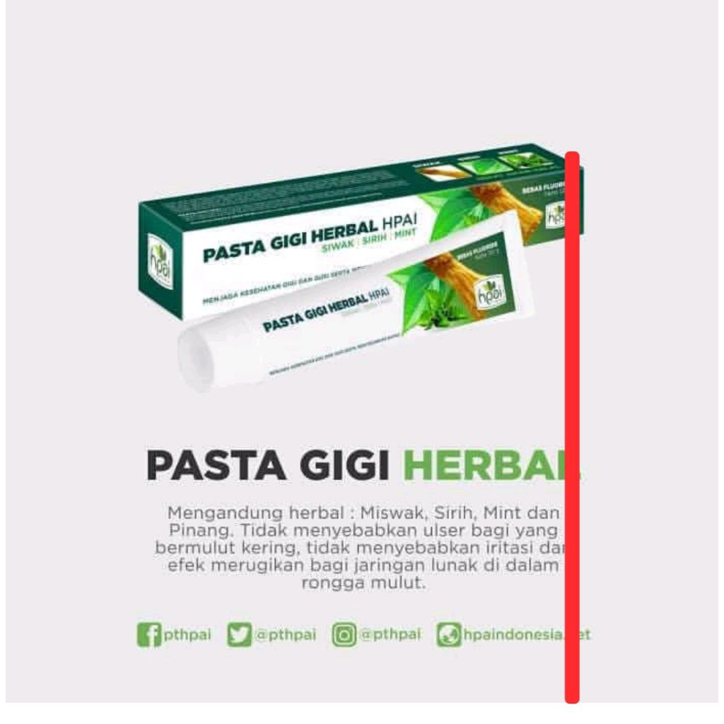 PASTA GIGI HERBAL SIWAK HNI HPAI EXP2028 MENYEHATKAN GIGI, MENYEMBUHKAN SAKIT GIGI,