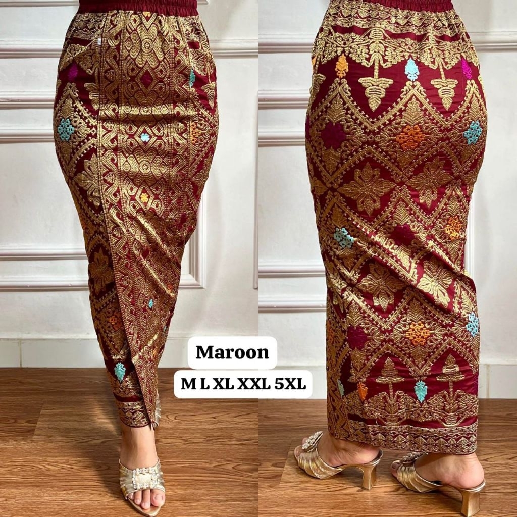 KAMEN JADI BORDIR SONGKET PREMIUM STRECH MOTIF SUNDARI / ROK BORDIR SONGKET BALI// KAMEN JADI