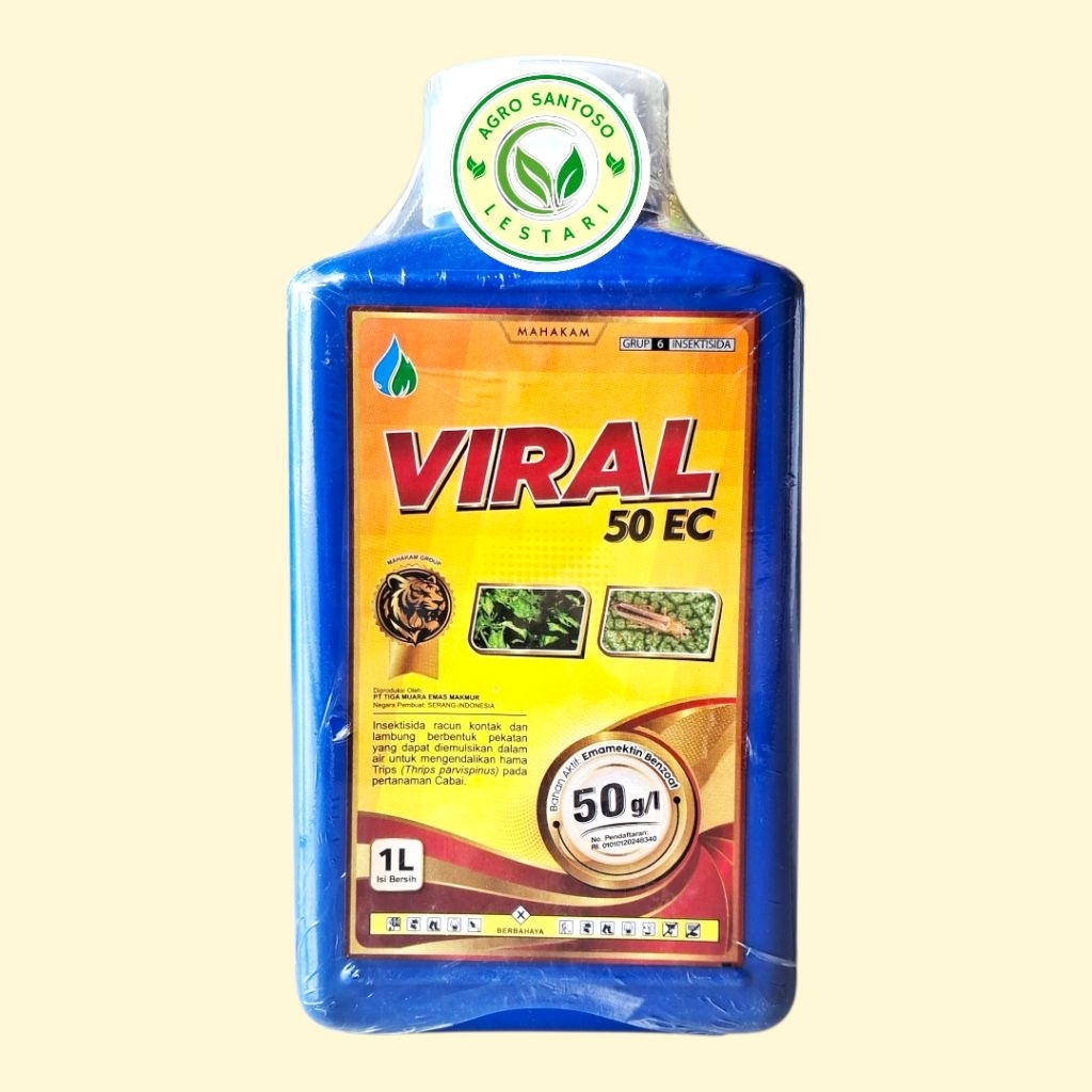 MAHAKAM VIRAL 50 EC 1 Liter - Insektisida Emamektin Benzoat 50g/l - Obat Hama Thrips & Ulat Grayak T