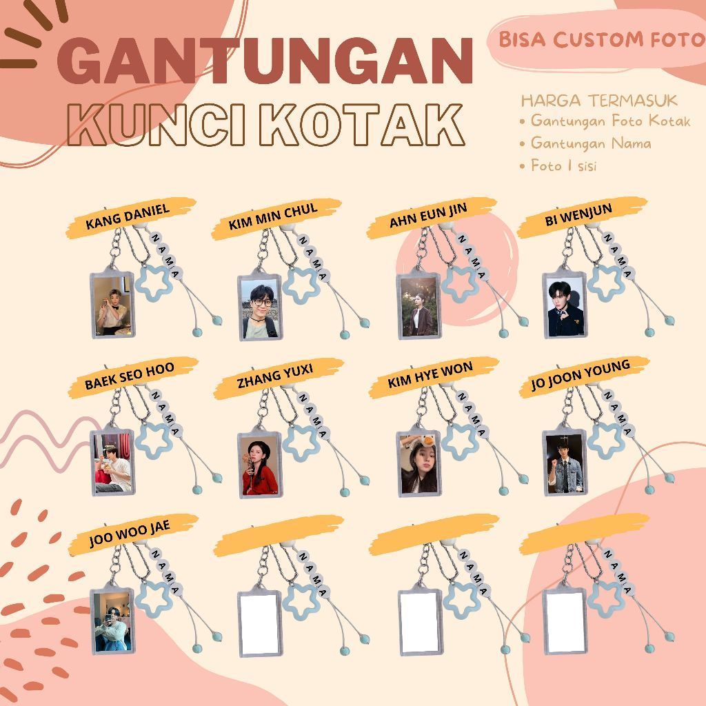 (BISA CUSTOM) GANTUNGAN KUNCI KOTAK KPOP I JO JOON YOUNG I JOO WOO JAE I KANG DANIEL I KANG HYE WON 