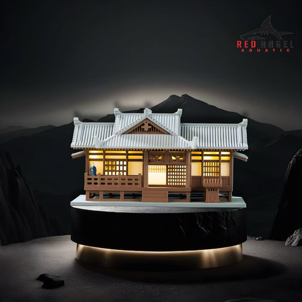 MINIATUR RUMAH KUIL BESAR PANJANG BERLAMPU HIASAN DIORAMA PALUDARIUM AQUASCAPE AQUARIUM SUPER REALIS