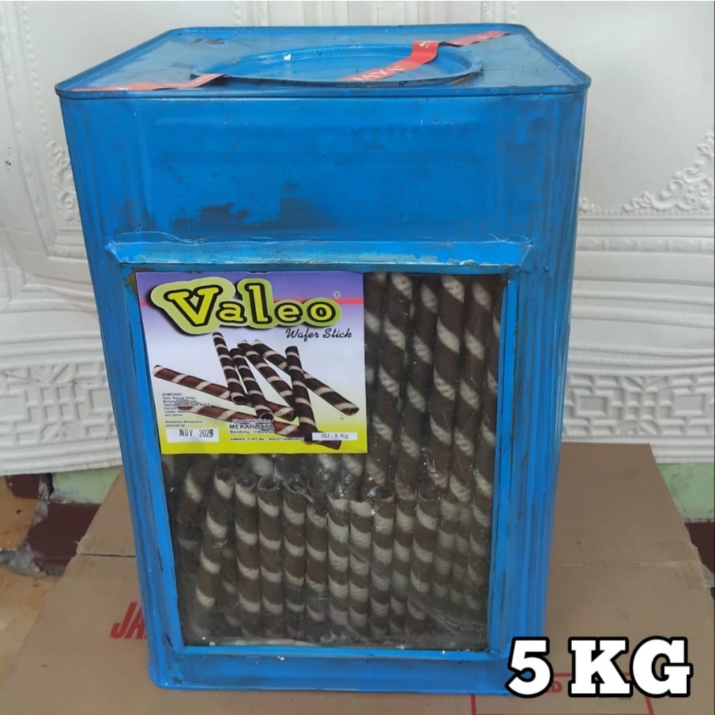 Valeo wafer stick cokelat kemasan besar 5kg ( 1 blek kaleng )
