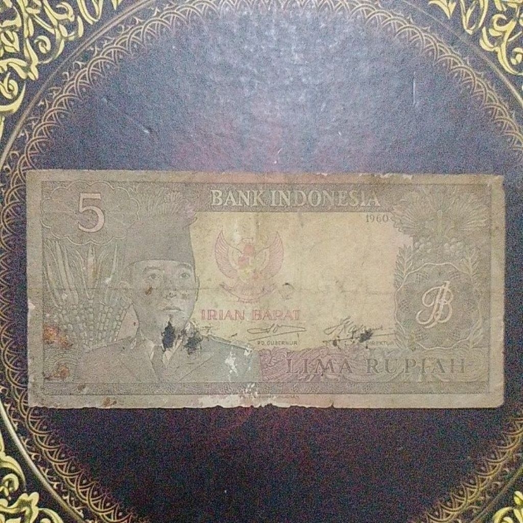 Uang Irian Barat Sukarno 5 rupiah 1960 fine