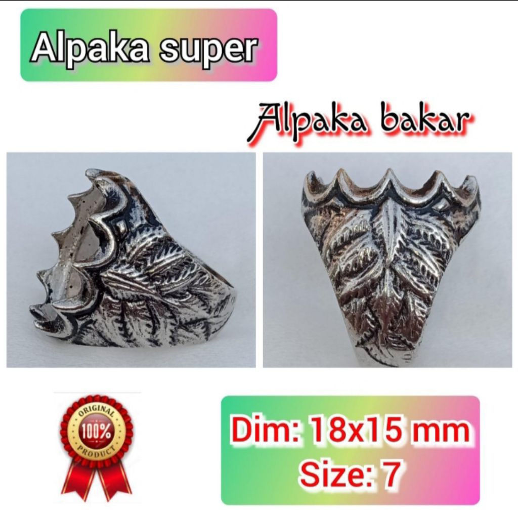 emban batu akik dan permata alpaka super ukir mahkota.17