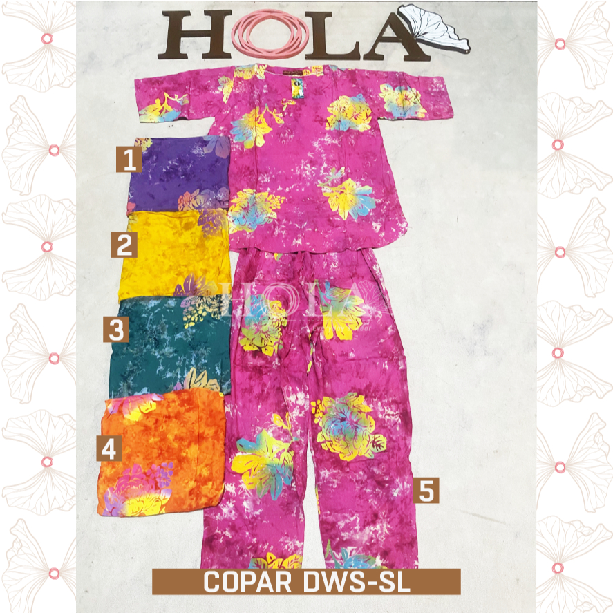 HOLA_FASH | Setelan Cap Copar Dewasa WARNA,  Tangan 3/4, Batik Copar